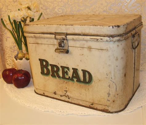 vintage metal bread box square|old fashioned metal bread bin.